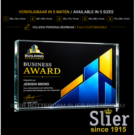 Business award glas color printing "Type Mick"Slier Sportprijzen Business award glas color printing "Type Mick"Slier Sportprijzen