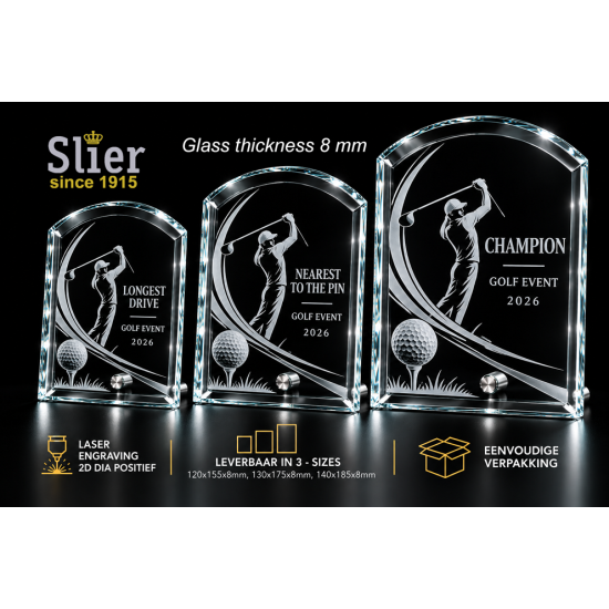  Glazen golf award "type Redman" Slier Sportprizen Rotterdam
